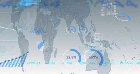 Global Financial Data Processing over World Map Interface - Download Free Stock Images Pikwizard.com
