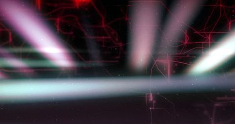 Futuristic glowing beams crossing red cyber grid