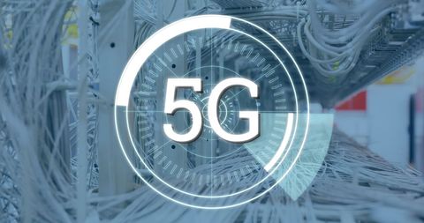 Futuristic 5g technology concept with wire connections