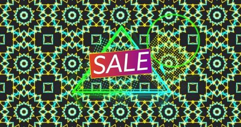 Futuristic Neon Sale Announcement with Geometric Patterns - Download Free Stock Images Pikwizard.com