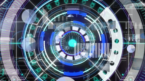 Futuristic Interface Overlay with Dynamic Data Visualization