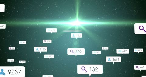 Digital Communication Icons on Green Starry Background - Download Free Stock Images Pikwizard.com