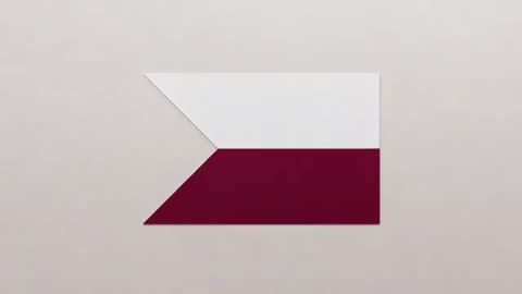 Sliding paper panels aligning white and maroon geometric shapes on beige canvas - loop
