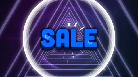 Neon Triangle Background with Bold Sale Text Animation