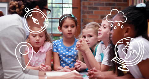 Children Engaged with Interactive Educational Elements