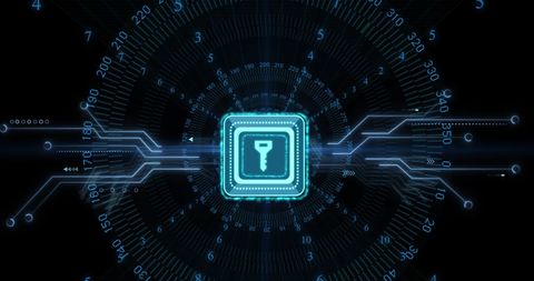 Futuristic Digital Security Key Interface on Dark Background - Download Free Stock Images Pikwizard.com