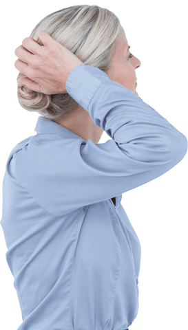 Transparent Background Businesswoman Facing Right Stress Relief Pose