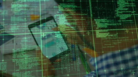 Financial Data Concept with Code Analysis Overlay