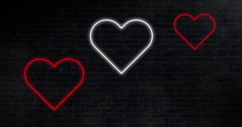 Neon Heart Shapes Glowing Against Dramatic Dark Background - Download Free Stock Images Pikwizard.com