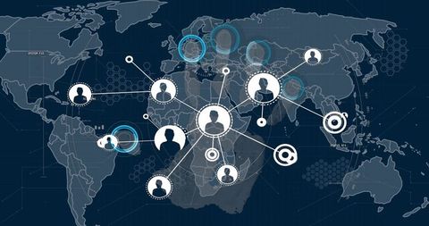 Global Connections and Data Network with People Icons on World Map - Download Free Stock Images Pikwizard.com