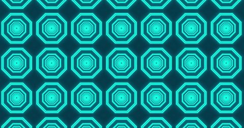 Futuristic Glowing Geometric Green Octagons