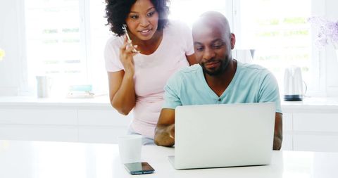 African American Couple Teamworking on Laptop in Bright Setting - Download Free Stock Images Pikwizard.com