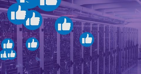 Social Media Engagement in Futuristic Server Room - Download Free Stock Images Pikwizard.com
