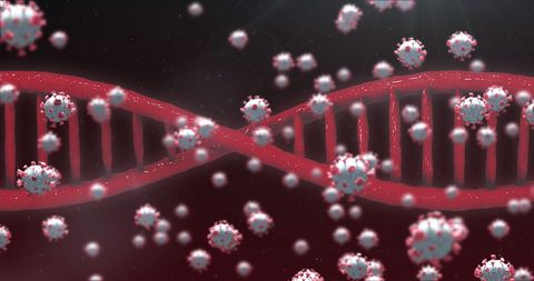 Rotating DNA Strands with COVID-19 Particles Illustrate Global Pandemic