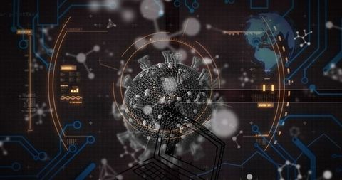 futuristic digital interface with virus model - Download Free Stock Images Pikwizard.com