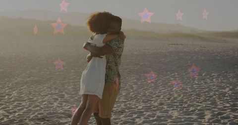 Romantic Beach Embrace During Magical Golden Hour