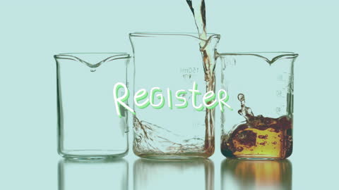 Animated Registration Overlay with Beaker and Liquid Pouring