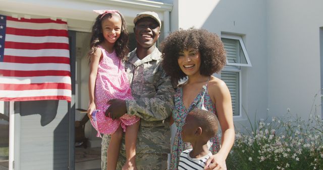 Image of african american family holding usa flags - Download Free Stock Photos Pikwizard.com