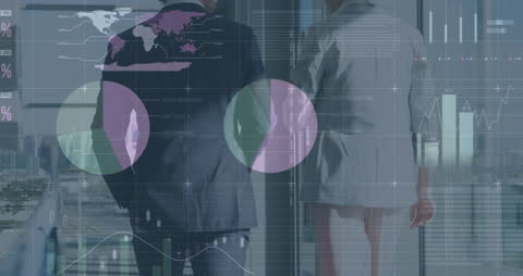 Animated Financial Data Overlay with Business Professionals