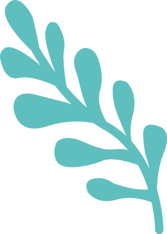 Abstract teal botanical branch with transparent background