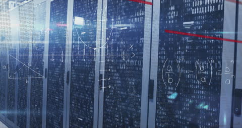 Digital Equations Overlay on Modern Data Center Servers