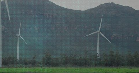 Sustainable Wind Turbines on Lush Mountain Plateau