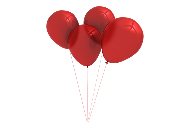 Four Red Balloons Vector on Transparent Background - Download Free Stock Videos Pikwizard.com