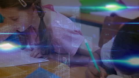 Digital Learning Concepts with Engaged Schoolchildren in Classroom