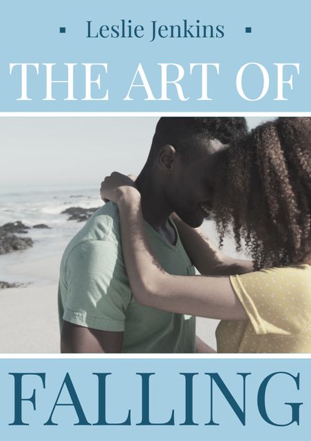 Composite of leslie jenkins, the art of falling text with african american couple embracing at beach - Download Free Stock Videos Pikwizard.com