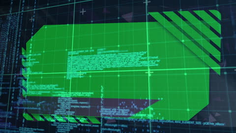 Digital Data Processing Animation on Green Interface Background