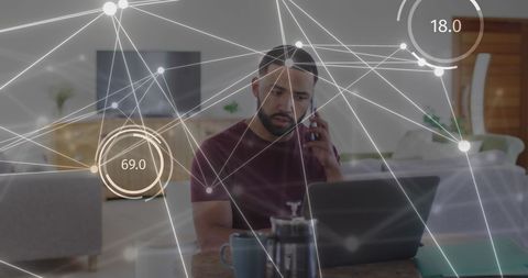 Remote Work with Futuristic Tech Interface - Download Free Stock Images Pikwizard.com