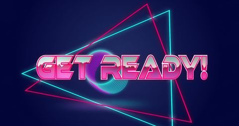 Retro futuristic neon get ready text graphics