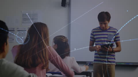 School Classroom with Digital Presentation and Connections