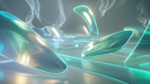 Futuristic Neon Curved Pods with Ethereal Glow