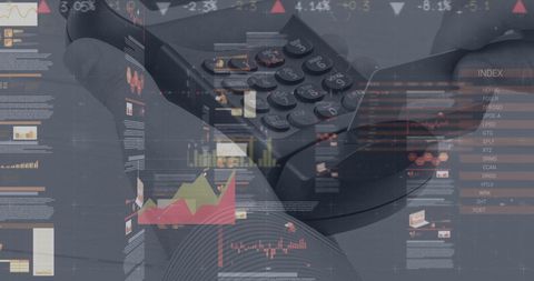 Financial Data Overlay with Payment Terminal in Hand - Download Free Stock Images Pikwizard.com