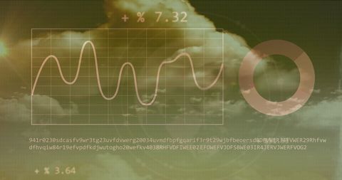 Scrolling graph and text overlays convey modern financial technology and digital analysis conceptual themes. Helpful for blogs about fintech, cloud technology, and futuristic financial reports.