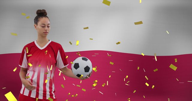 Biracial Female Soccer Player Celebrating with Polish Flag - Download Free Stock Images Pikwizard.com