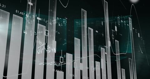 Digital Data Analysis with Abstract Bar Graphs and Equations - Download Free Stock Images Pikwizard.com