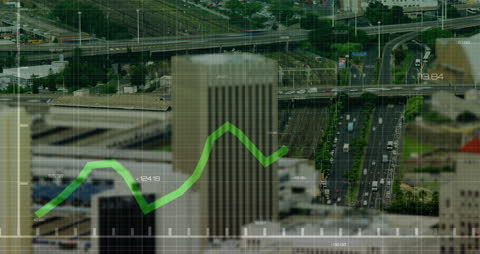 Digital Data Interface Over Urban Cityscape