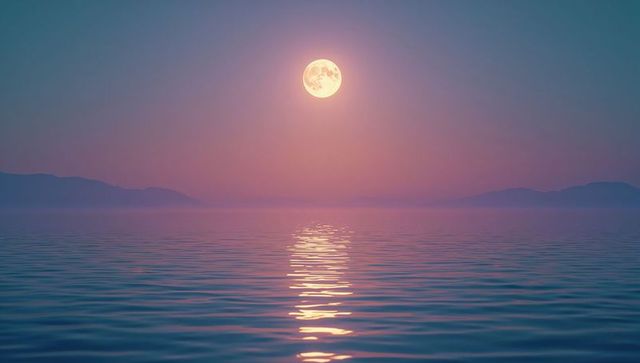 Serene moonlit sea with tranquil waters at twilight