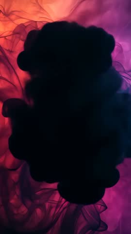 Purple Ink Drifting and Forming Ethereal Cloud, Fragmenting into Haze Vertical Abstract Fluid Motion