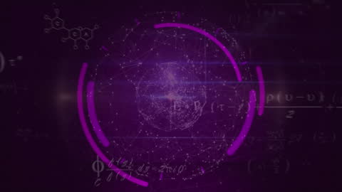 Digital Network Sphere with Mathematical Equations Overlay
