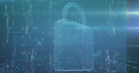 Digital Padlock Representing Cybersecurity in Virtual Environment