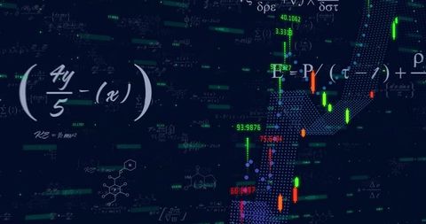 Futuristic data visualization with markets and science insights