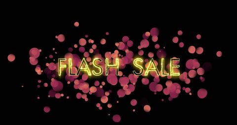 Flash Sale Neon Lights and Bokeh on Black Background