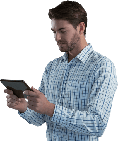 transparent man using digital tablet focused professional - Download Free Stock Videos Pikwizard.com