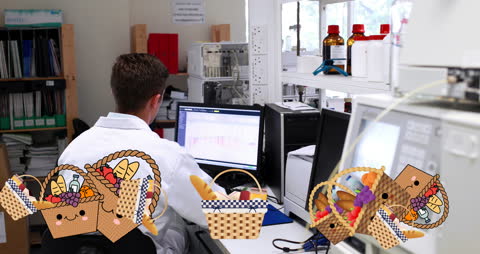 Confectionery Cartoon Elements in Scientific Laboratory Scene