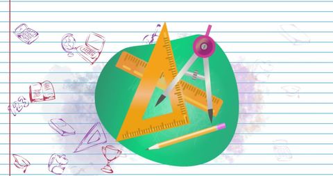Educational Tools with Geometric Shape on Ruled Notebook Background - Download Free Stock Images Pikwizard.com