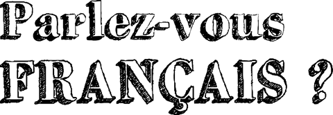 Digital text design with 'parlez vous francais' on transparent background