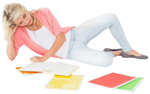 Caucasian Woman Lying with Notebooks on Transparent Background - Download Free Stock Videos Pikwizard.com